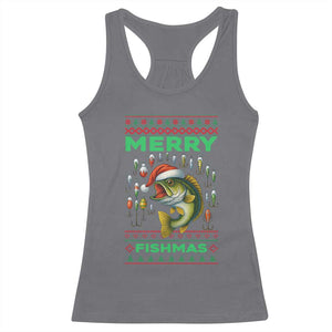 Funny Merry Fishmas Ugly Sweater Racerback Tank Top Fisherman Christmas Gift TS12 Charcoal Print Your Wear