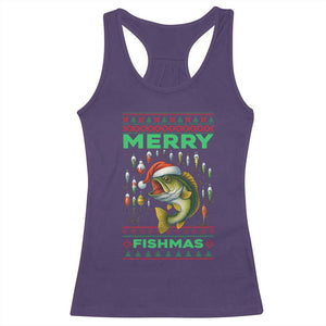Funny Merry Fishmas Ugly Sweater Racerback Tank Top Fisherman Christmas Gift TS12 Purple Print Your Wear