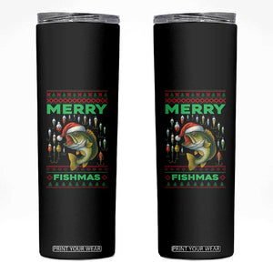 Funny Merry Fishmas Ugly Sweater Skinny Tumbler Fisherman Christmas Gift TS12 Black Print Your Wear