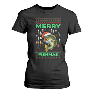 Funny Merry Fishmas Ugly Sweater T Shirt For Women Fisherman Christmas Gift TS12 Black Print Your Wear