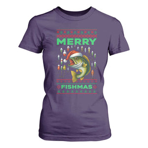 Funny Merry Fishmas Ugly Sweater T Shirt For Women Fisherman Christmas Gift TS12 Purple Print Your Wear