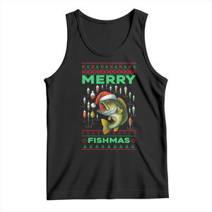 Funny Merry Fishmas Ugly Sweater Tank Top Fisherman Christmas Gift TS12 Black Print Your Wear