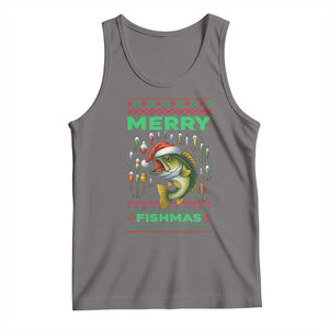 Funny Merry Fishmas Ugly Sweater Tank Top Fisherman Christmas Gift TS12 Deep Heather Print Your Wear