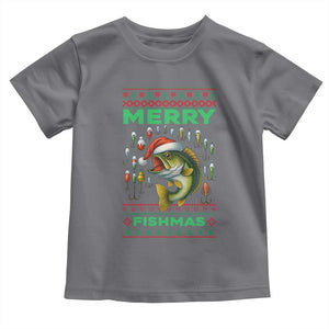 Funny Merry Fishmas Ugly Sweater Toddler T Shirt Fisherman Christmas Gift TS12 Charcoal Print Your Wear
