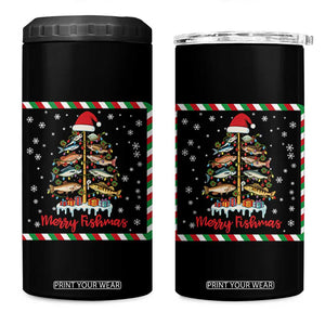 Merry Fishmas 4 in 1 Can Cooler Tumbler Funny Xmas Fishing Lover Gift TS12 One Size: 16 oz Black Print Your Wear