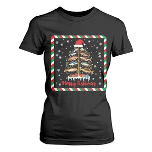 Merry Fishmas T Shirt For Women Funny Xmas Fishing Lover Gift TS12 Black Print Your Wear