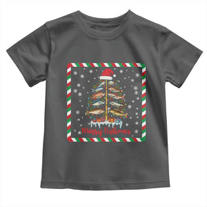 Merry Fishmas Toddler T Shirt Funny Xmas Fishing Lover Gift TS12 Dark Heather Print Your Wear