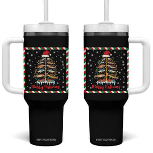 Merry Fishmas Tumbler With Handle Funny Xmas Fishing Lover Gift TS12 One Size: 40 oz Black Print Your Wear