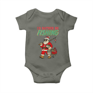 Id Rather Be Fishing Baby Onesie Funny Christmas Holiday Gift TS12 Military Green Print Your Wear