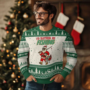 Id Rather Be Fishing Ugly Christmas Sweater Funny Xmas Holiday Gift TS12 Beige Green Print Your Wear
