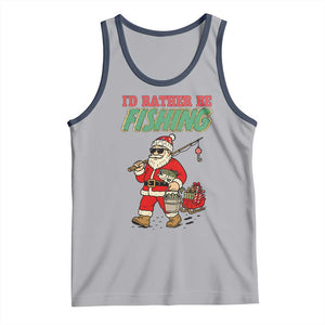 Id Rather Be Fishing Tank Top Funny Christmas Holiday Gift TS12 Athletic Heather Navy Print Your Wear