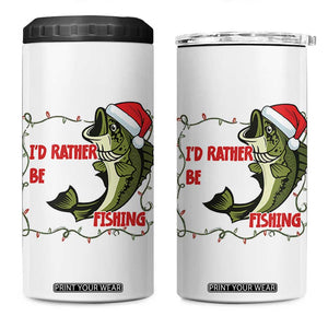 Christmas Fisherman Holiday Gift 4 in 1 Can Cooler Tumbler Id Rather Be Fishing TS12 One Size: 16 oz White Print Your Wear