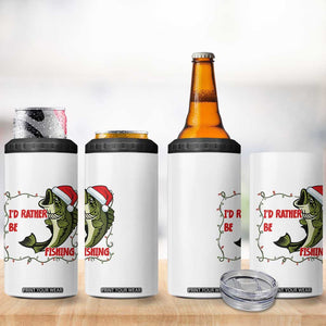 Christmas Fisherman Holiday Gift 4 in 1 Can Cooler Tumbler Id Rather Be Fishing TS12 Print Your Wear