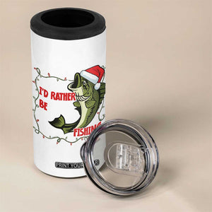 Christmas Fisherman Holiday Gift 4 in 1 Can Cooler Tumbler Id Rather Be Fishing TS12 Print Your Wear