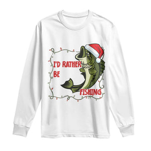 Christmas Fisherman Holiday Gift Long Sleeve Shirt Id Rather Be Fishing TS12 White Print Your Wear