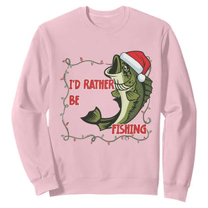 Christmas Fisherman Holiday Gift Sweatshirt Id Rather Be Fishing TS12 Light Pink Print Your Wear