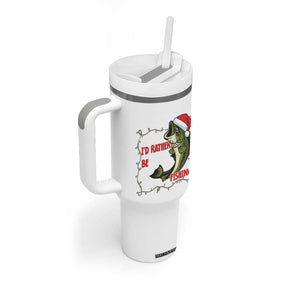 Christmas Fisherman Holiday Gift Tumbler With Handle Id Rather Be Fishing TS12 Print Your Wear