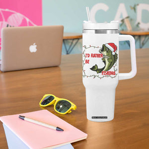 Christmas Fisherman Holiday Gift Tumbler With Handle Id Rather Be Fishing TS12 Print Your Wear