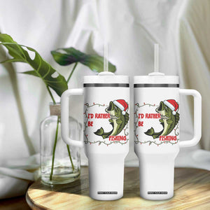 Christmas Fisherman Holiday Gift Tumbler With Handle Id Rather Be Fishing TS12 Print Your Wear