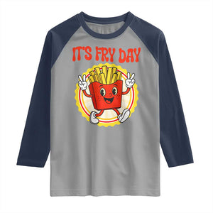 Funny French Fries Lover Raglan Shirt It Is Fry Day TS12 Sport Gray Navy Print Your Wear