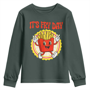 Funny French Fries Lover Youth Sweatshirt It Is Fry Day TS12 Dark Forest Green Print Your Wear