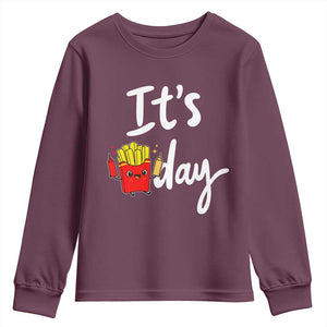 It Is Fry Day Youth Sweatshirt Funny French Fries Lover Gift TS12 Maroon Print Your Wear