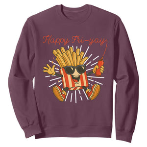 Funny French Fries Lover Sweatshirt Happy Friyay Gift TS12 Maroon Print Your Wear