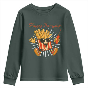 Funny French Fries Lover Youth Sweatshirt Happy Friyay Gift TS12 Dark Forest Green Print Your Wear