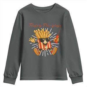 Funny French Fries Lover Youth Sweatshirt Happy Friyay Gift TS12 Dark Heather Print Your Wear