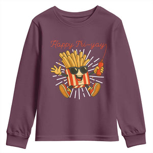Funny French Fries Lover Youth Sweatshirt Happy Friyay Gift TS12 Maroon Print Your Wear