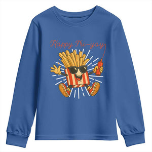 Funny French Fries Lover Youth Sweatshirt Happy Friyay Gift TS12 Royal Blue Print Your Wear