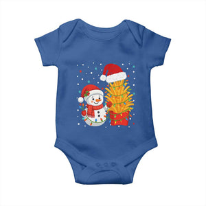 Funny Snowman Decorating French Fries Baby Onesie Christmas Gift TS12 Royal Blue Print Your Wear