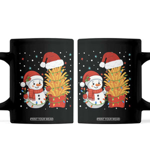 Funny Snowman Decorating French Fries Coffee Mug Christmas Gift TS12 Black Print Your Wear