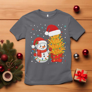 Funny Snowman Decorating French Fries T Shirt Christmas Gift TS12 Charcoal Print Your Wear