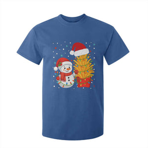 Funny Snowman Decorating French Fries T Shirt For Kid Christmas Gift TS12 Royal Blue Print Your Wear