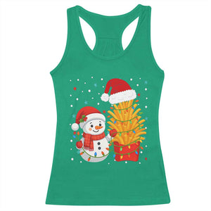 Funny Snowman Decorating French Fries Racerback Tank Top Christmas Gift TS12 Irish Green Print Your Wear