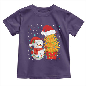 Funny Snowman Decorating French Fries Toddler T Shirt Christmas Gift TS12 Purple Print Your Wear