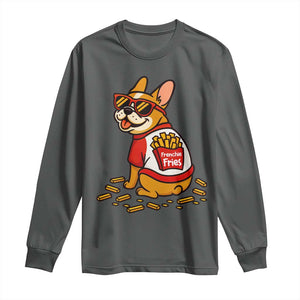 Frenchie Fries Long Sleeve Shirt Funny French Bulldog Lover Gift TS12 Dark Heather Print Your Wear