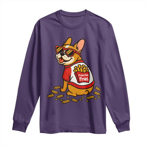 Frenchie Fries Long Sleeve Shirt Funny French Bulldog Lover Gift TS12 Purple Print Your Wear
