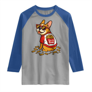 Frenchie Fries Raglan Shirt Funny French Bulldog Lover Gift TS12 Sport Gray Royal Print Your Wear