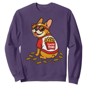 Frenchie Fries Sweatshirt Funny French Bulldog Lover Gift TS12 Purple Print Your Wear