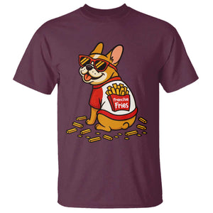 Frenchie Fries T Shirt Funny French Bulldog Lover Gift TS12 Maroon Print Your Wear