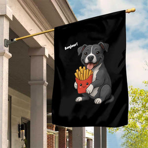 Funny Bonjour French Fries Garden Flag Pitbull Dog Gift TS12 Print Your Wear