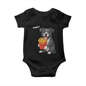 Funny Bonjour French Fries Baby Onesie Pitbull Dog Gift TS12 Black Print Your Wear