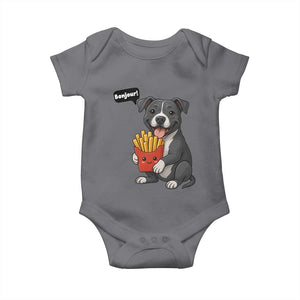 Funny Bonjour French Fries Baby Onesie Pitbull Dog Gift TS12 Charcoal Print Your Wear