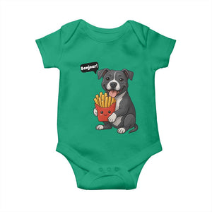 Funny Bonjour French Fries Baby Onesie Pitbull Dog Gift TS12 Irish Green Print Your Wear