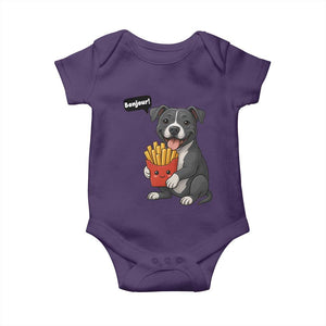 Funny Bonjour French Fries Baby Onesie Pitbull Dog Gift TS12 Purple Print Your Wear