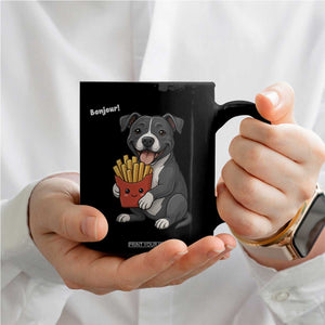 Funny Bonjour French Fries Coffee Mug Pitbull Dog Gift TS12 Print Your Wear