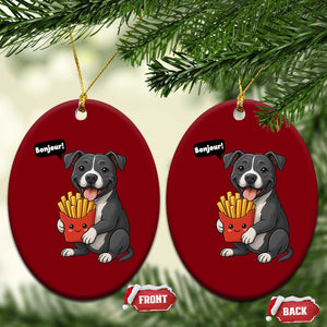 Funny Bonjour French Fries Ceramic Ornament Pitbull Dog Gift TS12 Print Your Wear