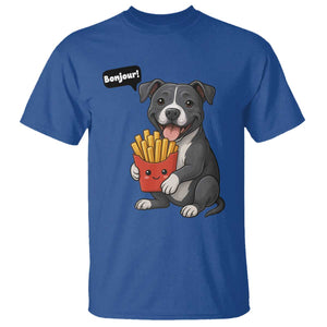 Funny Bonjour French Fries T Shirt Pitbull Dog Gift TS12 Royal Blue Print Your Wear